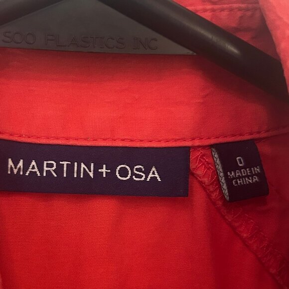 Martin + Osa tomato-red cotton cap-sleeve shirt dress sz 0 - Picture 4 of 6